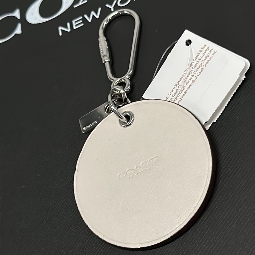 Coach Earth Globe Planet Keychain Leather Bag Charm Silver FOB F54912 NWT - Picture 6 of 7